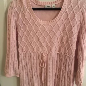 CATO 3/4 Sleeve Cable Babydoll Sweater - XL